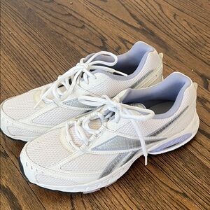 Reebok White and Silver Running Shoes